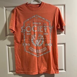 Society Orange Short Sleeve Tee with Graphic Design